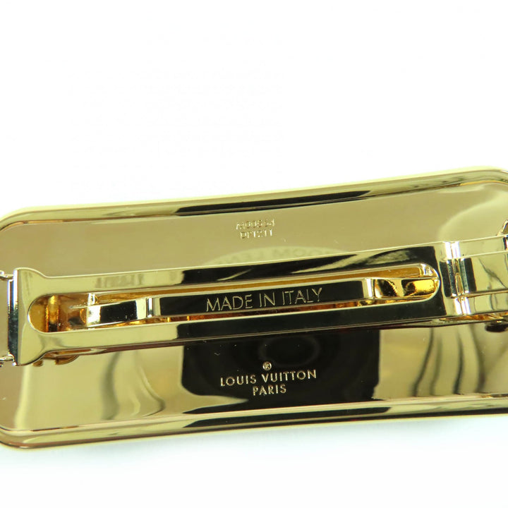 極美品☆LOUIS VUITTON ルイヴィトン M00564 バレッタ・クルーザー アイコンモチーフ ヘアバレッタ ブラック ゴールド イタリア製