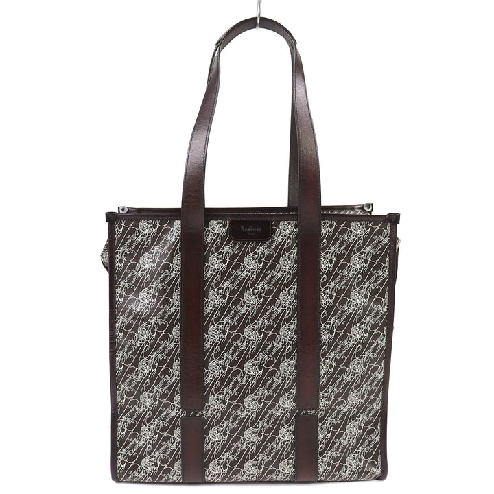 極美品△Berluti ベルルッティ カバ・ドゥ・ヴォヤージュ レザー トワル・マルブフ トートバッグ ダークブラウン 保存袋付き 伊製 メンズ