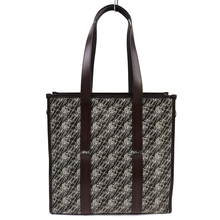 極美品△Berluti ベルルッティ カバ・ドゥ・ヴォヤージュ レザー トワル・マルブフ トートバッグ ダークブラウン 保存袋付き 伊製 メンズ