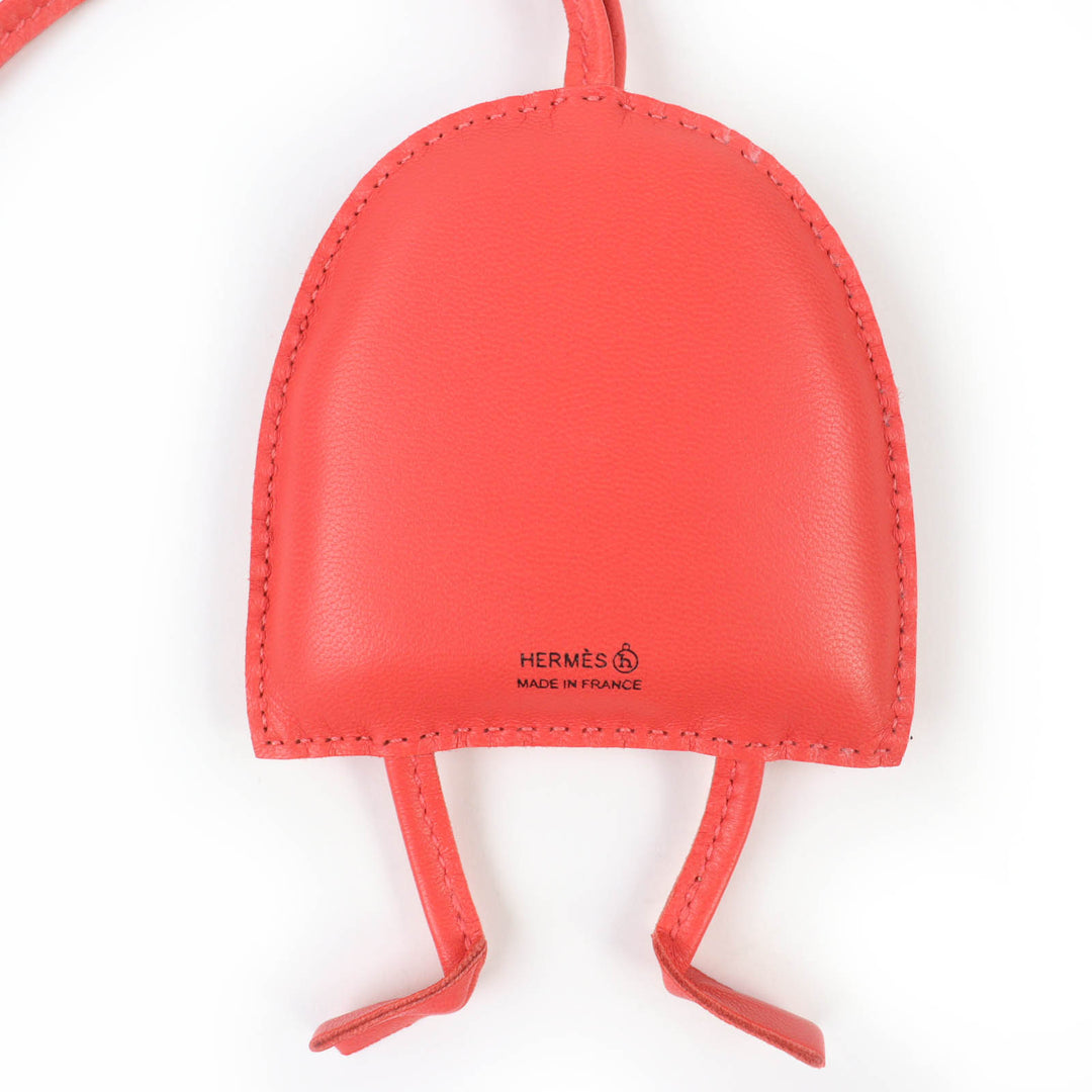 極美品☆HERMES エルメス Petit H プティアッシュ フクロウ レザー バッグチャーム オーナメント レッド系 箱付き フランス製 レディース