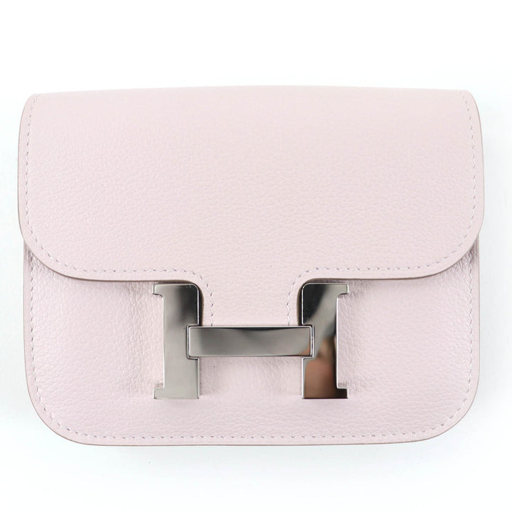 美品☆HERMES エルメス コンスタンス スリム エヴァーカラー モーヴペール シルバー金具 財布 B刻印 箱・保存袋付 フランス製 レディース