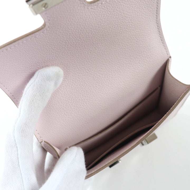 美品☆HERMES エルメス コンスタンス スリム エヴァーカラー モーヴペール シルバー金具 財布 B刻印 箱・保存袋付 フランス製 レディース