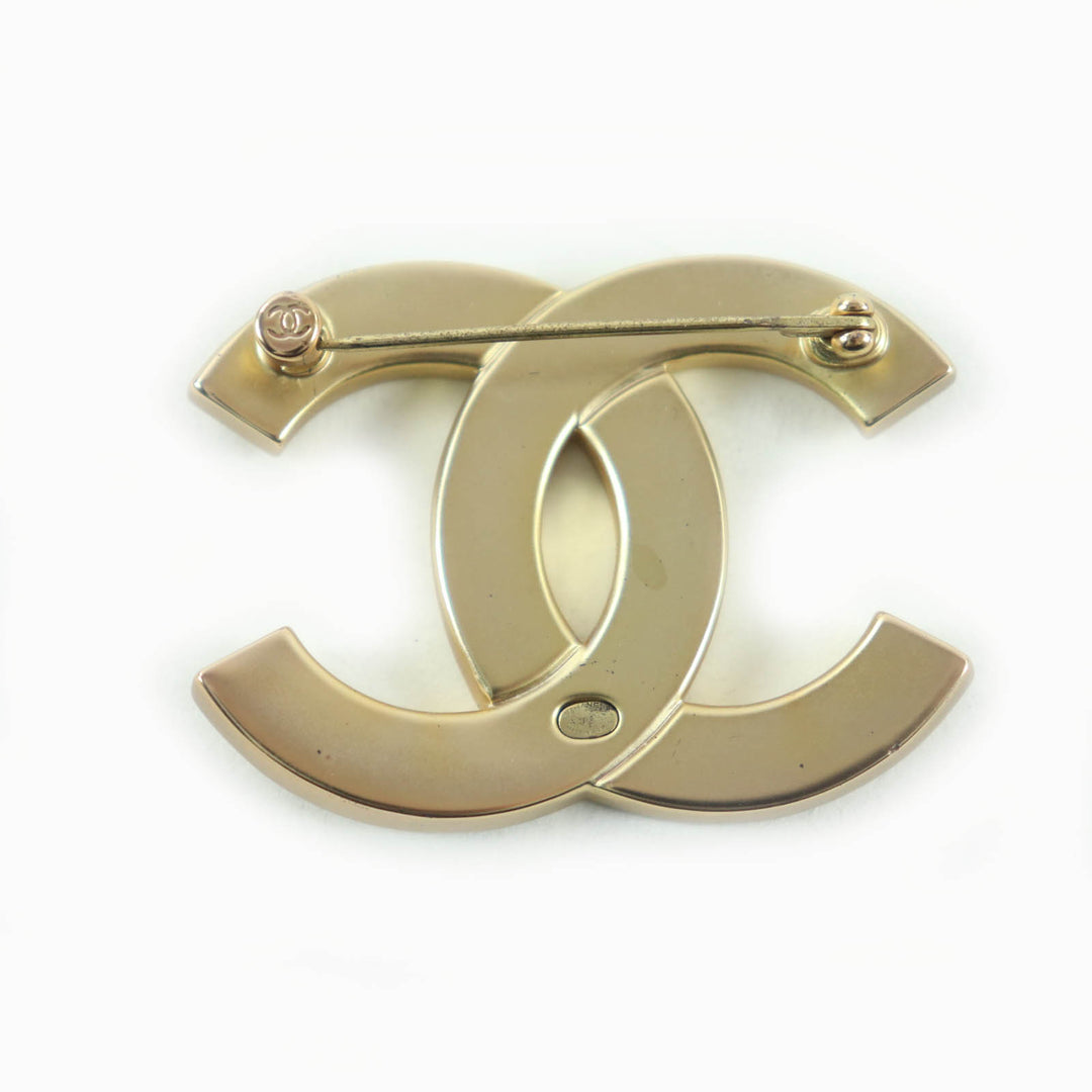 極美品★CHANEL シャネル A21C ココマーク ラインストーン ブローチ ゴールド 箱・保存袋付き フランス製 レディース