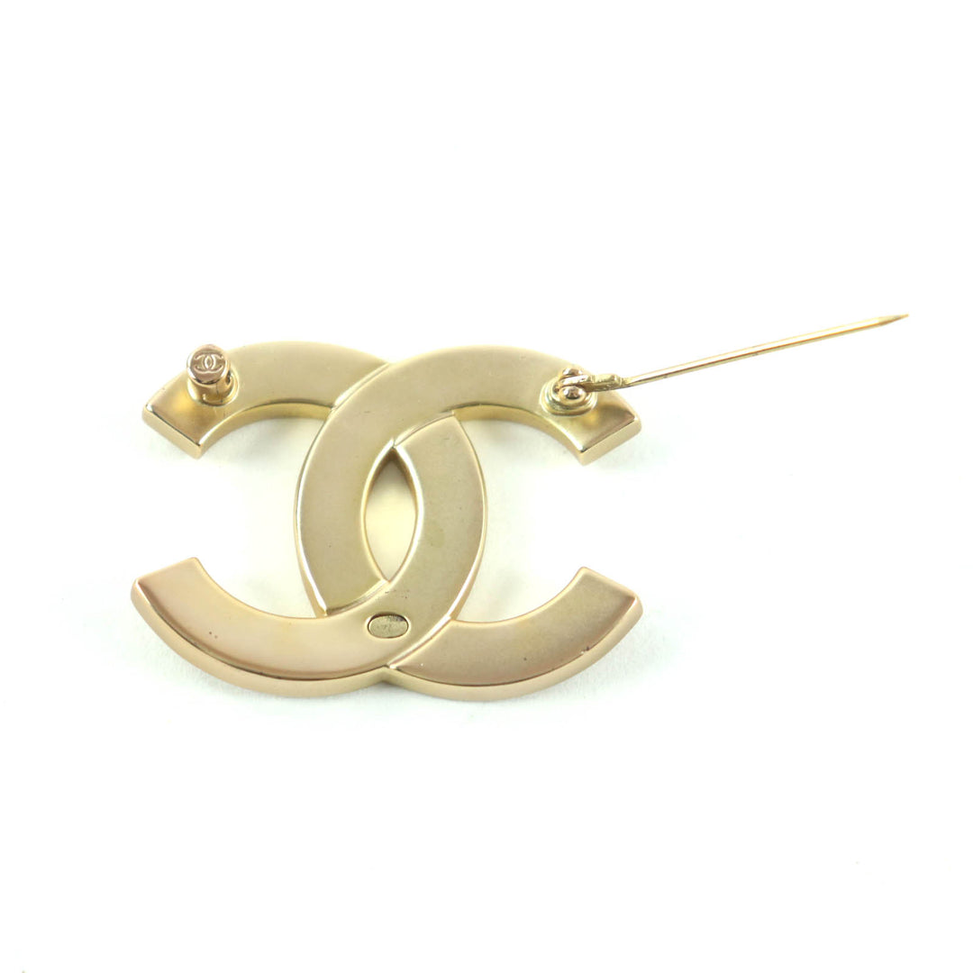 極美品★CHANEL シャネル A21C ココマーク ラインストーン ブローチ ゴールド 箱・保存袋付き フランス製 レディース