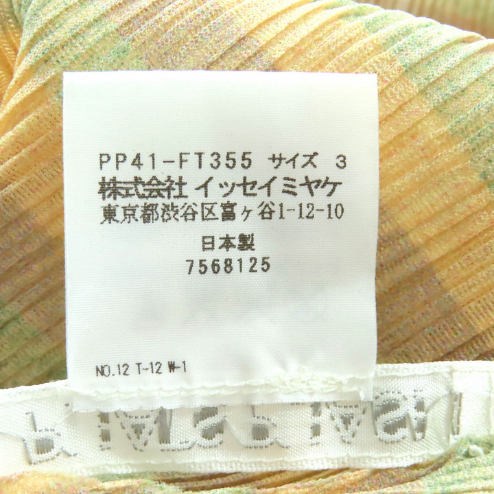 極美△PLEATS PLEASE プリーツプリーズ イッセイミヤケ PP41-FT355 ボーダー柄 クルーネック 六分袖 ミニワンピース チュニック 3 正規品