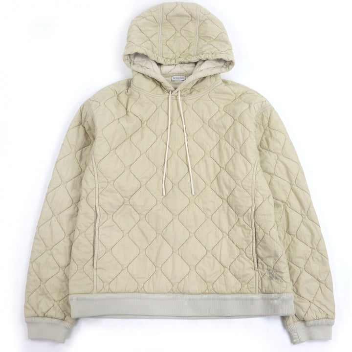 未使用品□BURBERRY バーバリー 8081076 ホースロゴ刺繍 キルティング プルオーバーパーカー ベージュ L イタリア製 正規品 メンズ