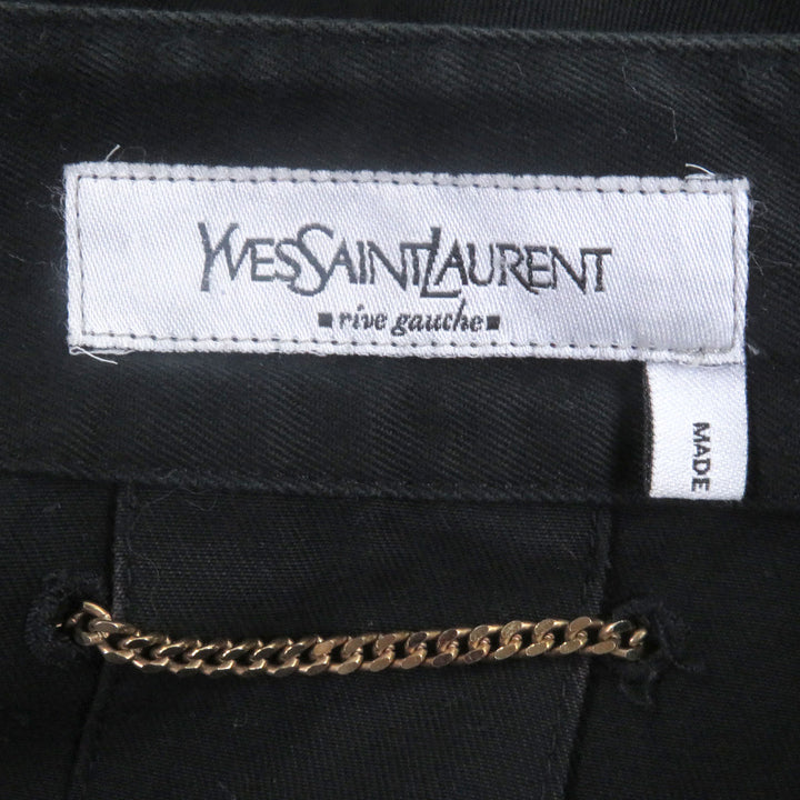 良品□YVES SAINT LAURENT イヴ・サンローラン ヴィンテージ 140440 トムフォード期 ロゴ刺繍 ジャケット ブラック 38 イタリア製 正規品