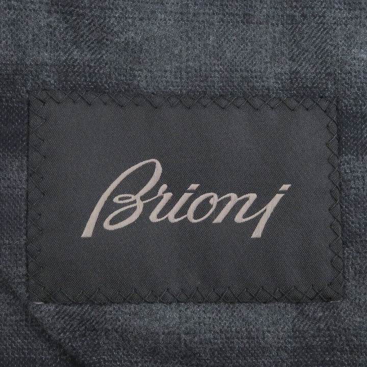 美品□Brioni ブリオーニ シルク混 裏チェック柄 中綿 キルティングベスト パファー ベスト ジレ ネイビー M イタリア製 正規品 メンズ