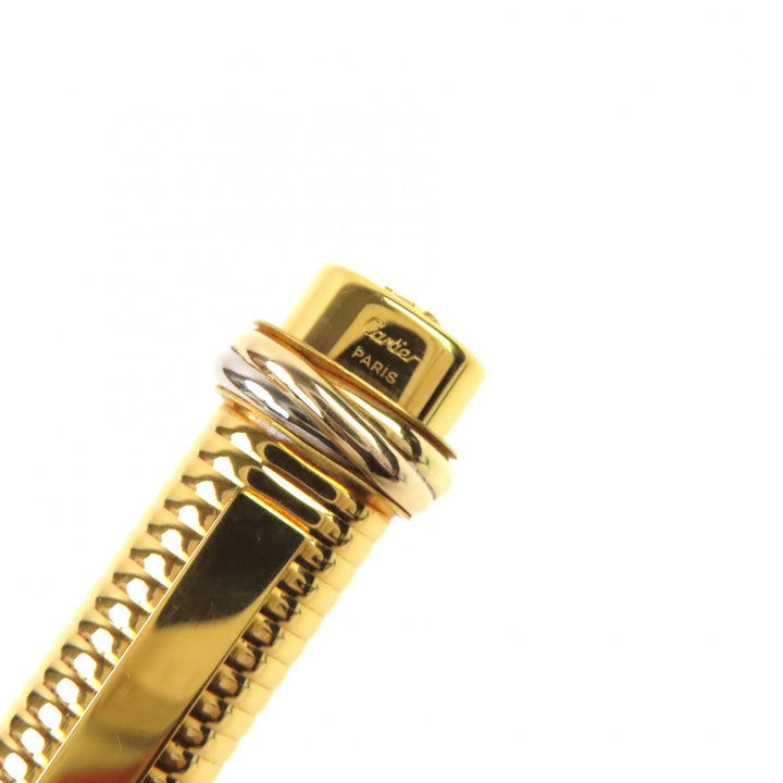 美品△Cartier カルティエ ヴィンテージ トリニティ ドゥ カルティエ ボーダー柄 オーバル キャップ式 ボールペン ゴールド 筆記確認済み
