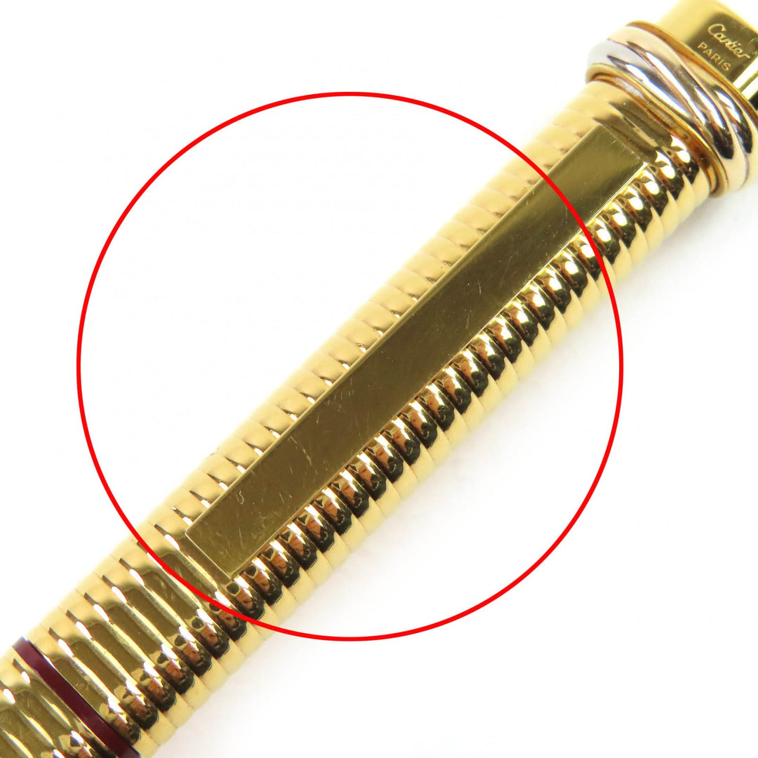 美品△Cartier カルティエ ヴィンテージ トリニティ ドゥ カルティエ ボーダー柄 オーバル キャップ式 ボールペン ゴールド 筆記確認済み
