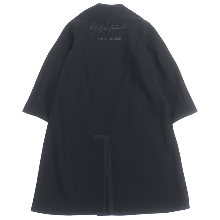 美品▼Yohji Yamamoto POUR HOMME ヨウジヤマモトプールオム 21AW HX-D27-126 ARMY MELTON COAT ウール100% バックロゴ コート 3 正規品