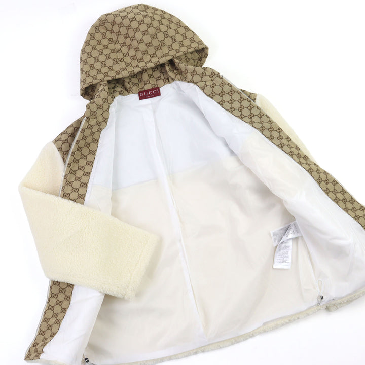 未使用品○GUCCI グッチ 24AW 798503 GGインターシャ 中綿入り ボアブルゾン ウールフリースジャケット S イタリア製 正規品 メンズ