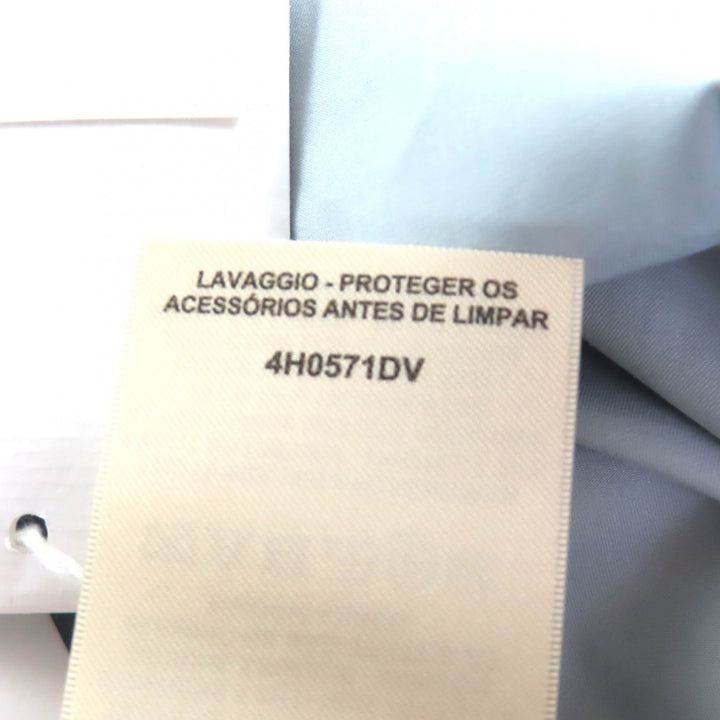 未使用品★HERMES エルメス 2024年製 4H0571DV コットン100％ フリル襟 長袖 ジップアップ ドレス シャツ ワンピース ライトブルー 38