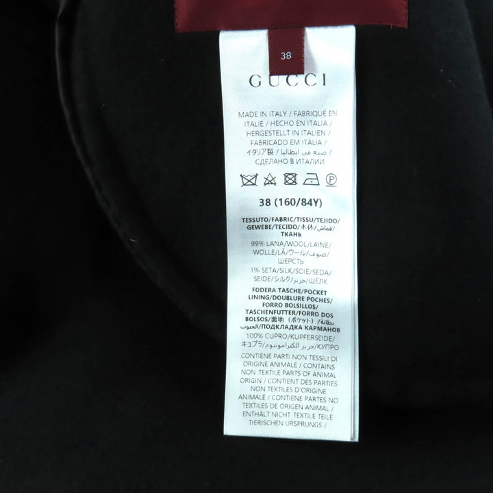 未使用品★GUCCI グッチ 25AW 789960 ウール シルク混 現行品 リバーシブル GG柄 半袖 コート 黒 38 ハンガー付 正規品 定価495000円