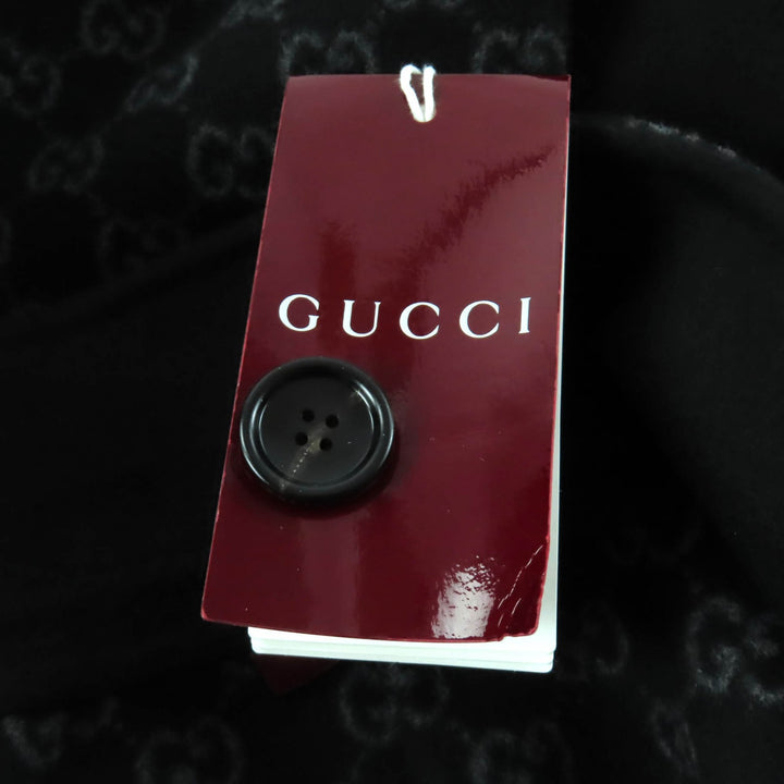 未使用品★GUCCI グッチ 25AW 789960 ウール シルク混 現行品 リバーシブル GG柄 半袖 コート 黒 38 ハンガー付 正規品 定価495000円