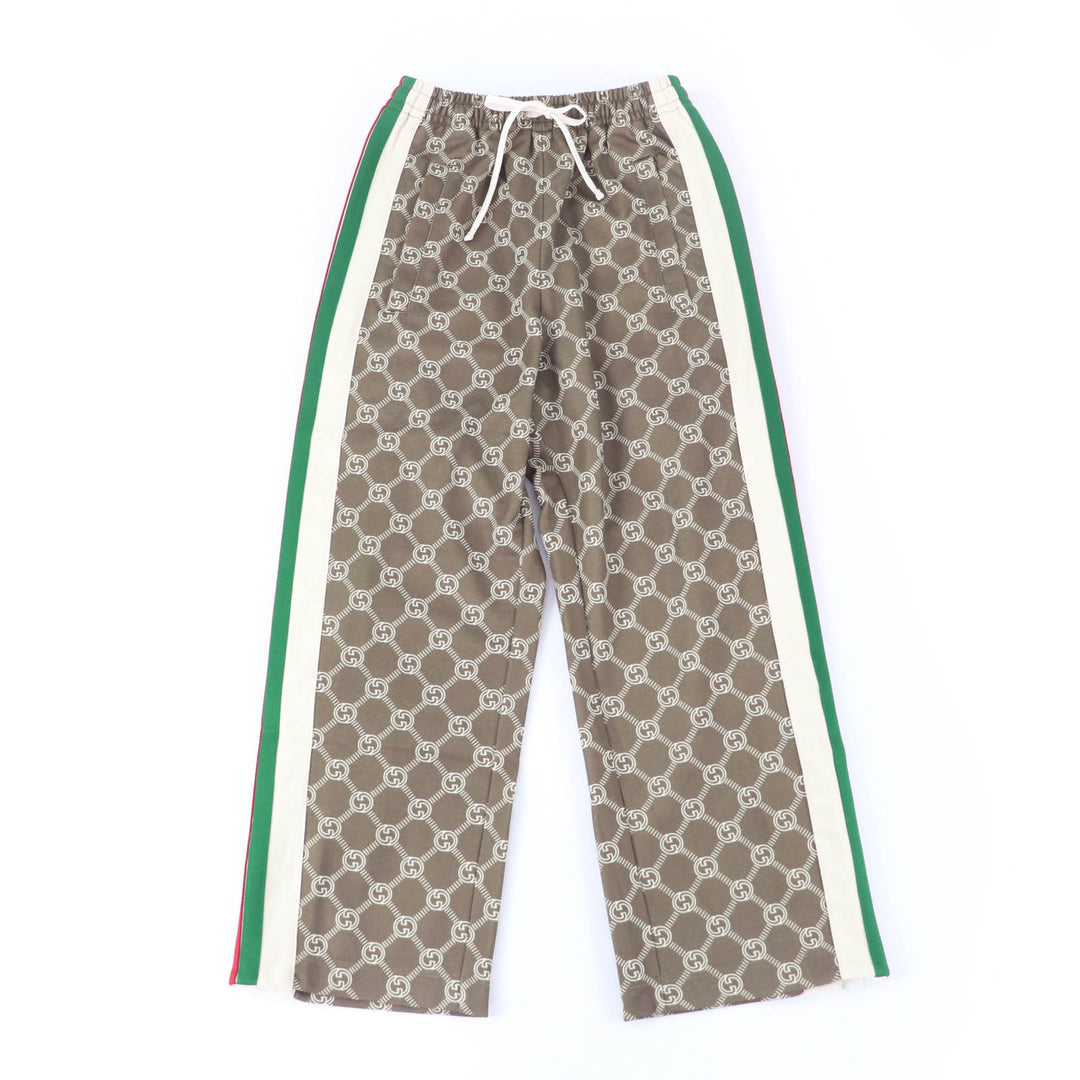 未使用品★GUCCI グッチ 22AW 671496 インターロッキングG 総柄 ウェブライン トラック パンツ ブラウン XXXS 伊製 正規品 レディース