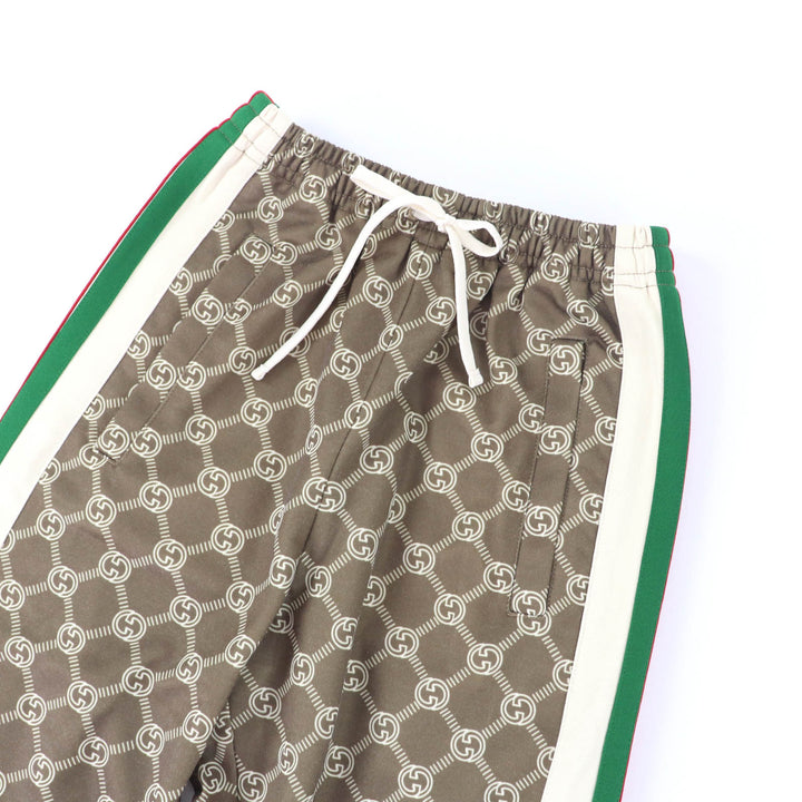 未使用品★GUCCI グッチ 22AW 671496 インターロッキングG 総柄 ウェブライン トラック パンツ ブラウン XXXS 伊製 正規品 レディース