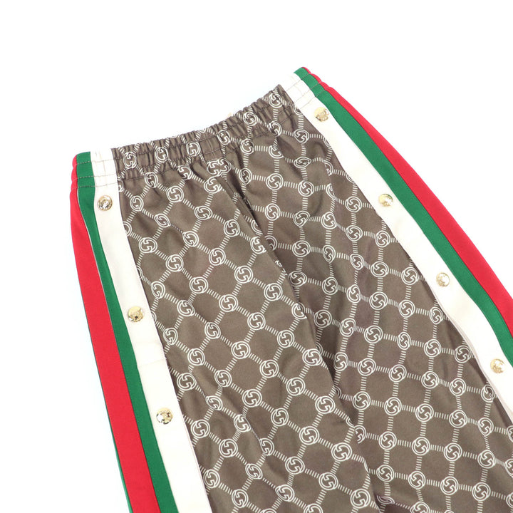未使用品★GUCCI グッチ 22AW 671496 インターロッキングG 総柄 ウェブライン トラック パンツ ブラウン XXXS 伊製 正規品 レディース