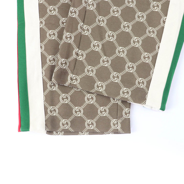 未使用品★GUCCI グッチ 22AW 671496 インターロッキングG 総柄 ウェブライン トラック パンツ ブラウン XXXS 伊製 正規品 レディース