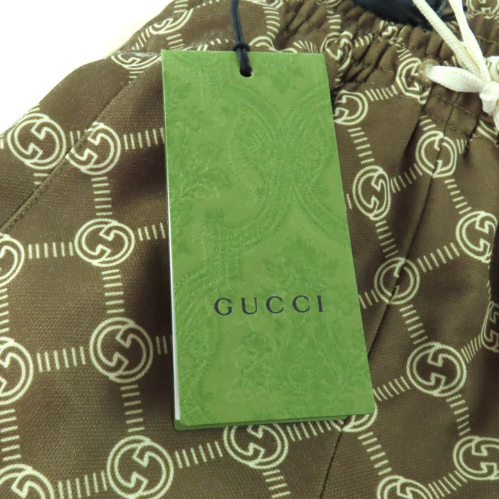 未使用品★GUCCI グッチ 22AW 671496 インターロッキングG 総柄 ウェブライン トラック パンツ ブラウン XXXS 伊製 正規品 レディース