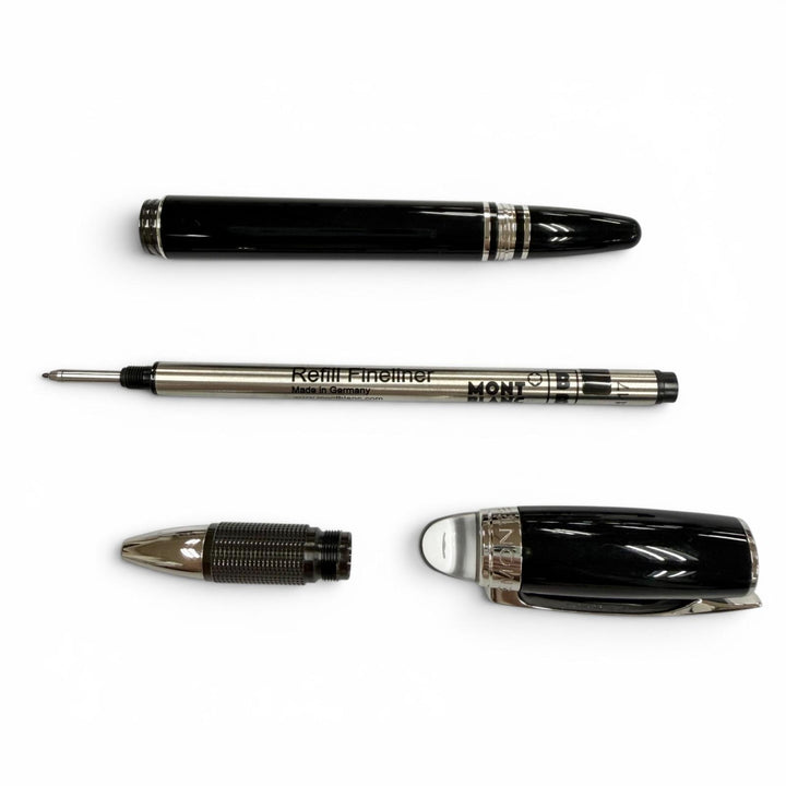美品▼MONTBLANC モンブラン スターウォーカー ホワイトスター キャップ式 ローラーボール ボールペン ブラック シルバー 筆記確認済み