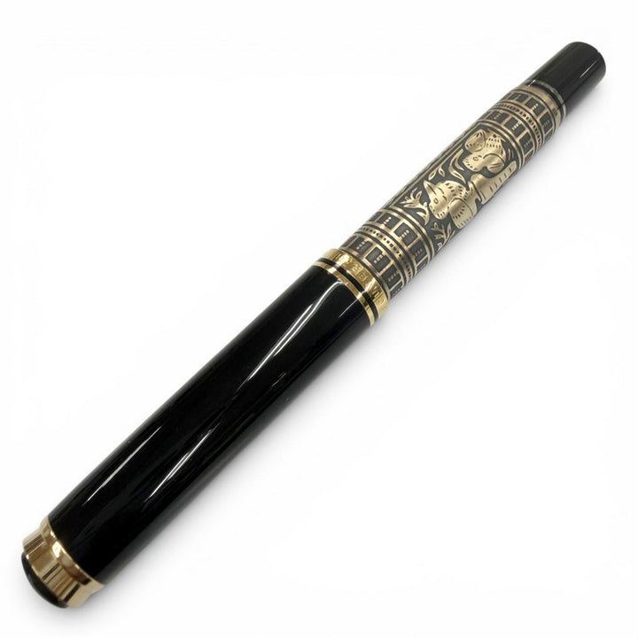 極美品▼PERIKAN ペリカン M900 ビッグトレド 925 ペン先18K Mニブ 万年筆 ブラック ゴールド ドイツ製 重量38.53g メンズ