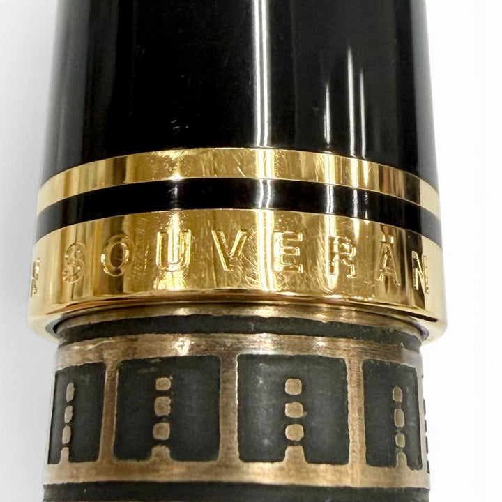 極美品▼PERIKAN ペリカン M900 ビッグトレド 925 ペン先18K Mニブ 万年筆 ブラック ゴールド ドイツ製 重量38.53g メンズ