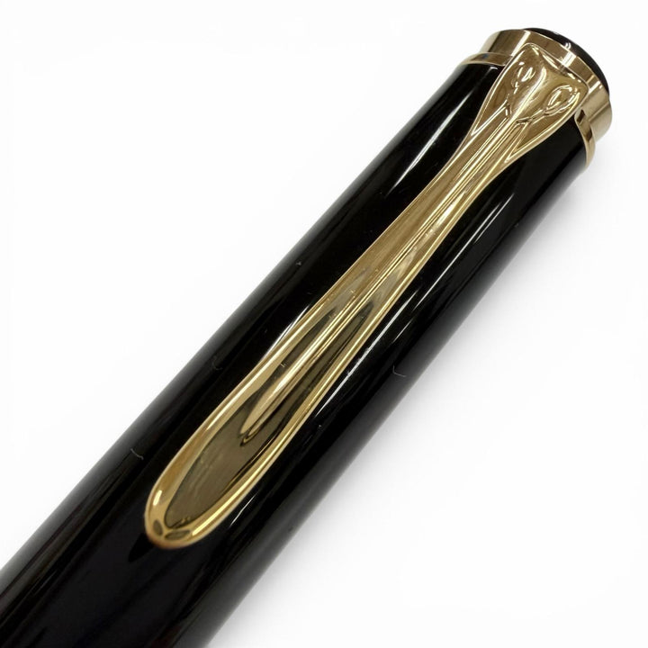 極美品▼PERIKAN ペリカン スーベレーン M400 ペン先14K Fニブ グリーンストライプ 万年筆 ブラック ゴールド ドイツ製 メンズ