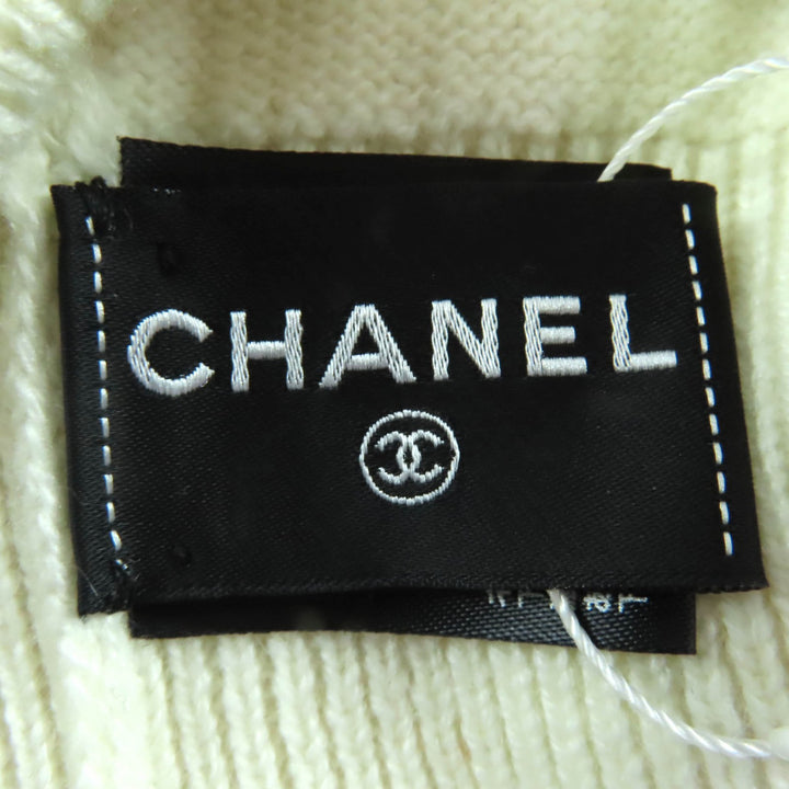 未使用品◇CHANEL シャネル GLX14J0E カシミヤ100％ ココマーク ニット帽 ニットキャップ アイボリー 箱付 伊製 正規品 レディース