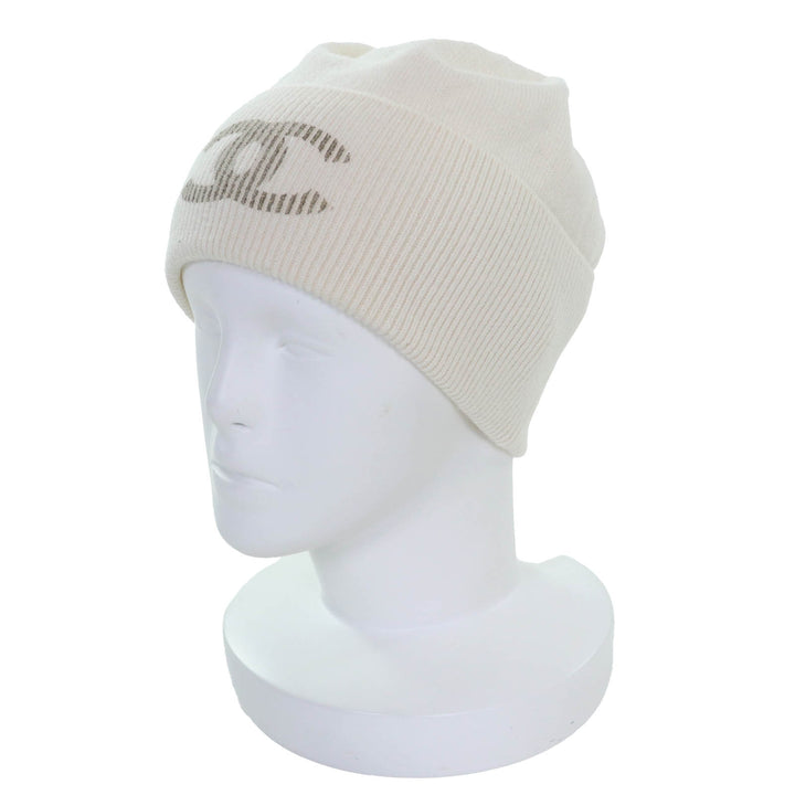 未使用品◇CHANEL シャネル GLX14J0E カシミヤ100％ ココマーク ニット帽 ニットキャップ アイボリー 箱付 伊製 正規品 レディース