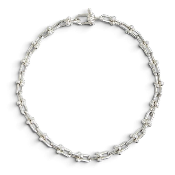 極美品△TIFFANY&amp;Co. ティファニー ハードウェア マイクロリンク ブレスレット AG925 現行品 シルバー 伊製 重量6.3g 定価155100円 箱付