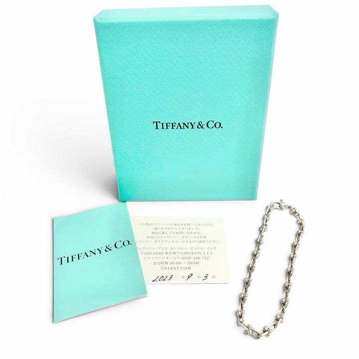 極美品△TIFFANY&amp;Co. ティファニー ハードウェア マイクロリンク ブレスレット AG925 現行品 シルバー 伊製 重量6.3g 定価155100円 箱付