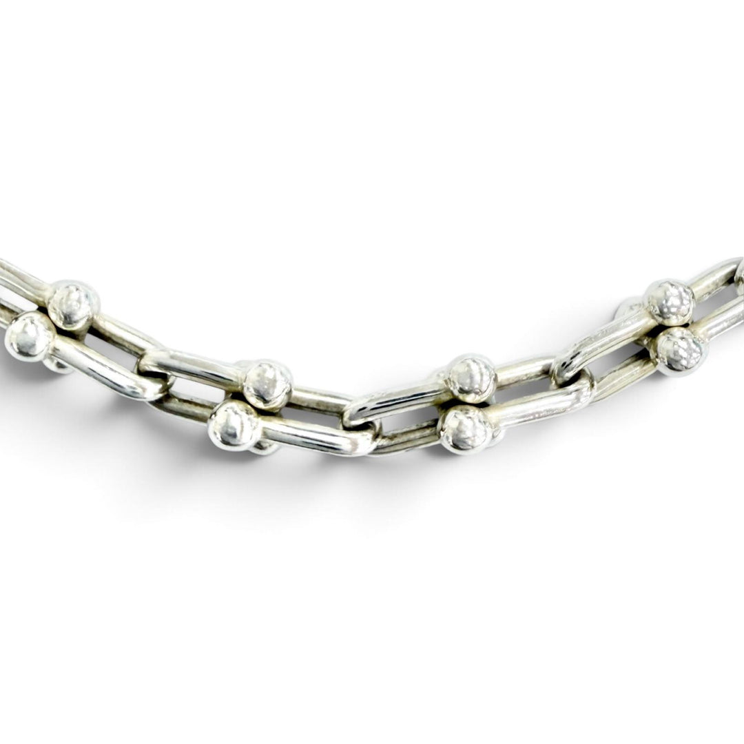 極美品△TIFFANY&amp;Co. ティファニー ハードウェア マイクロリンク ブレスレット AG925 現行品 シルバー 伊製 重量6.3g 定価155100円 箱付