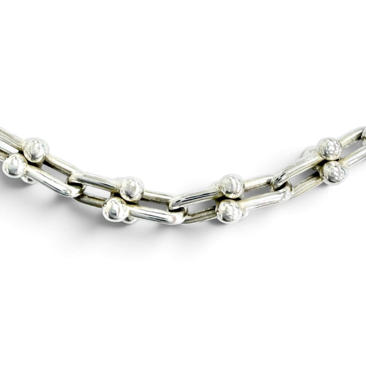極美品△TIFFANY&amp;Co. ティファニー ハードウェア マイクロリンク ブレスレット AG925 現行品 シルバー 伊製 重量6.3g 定価155100円 箱付