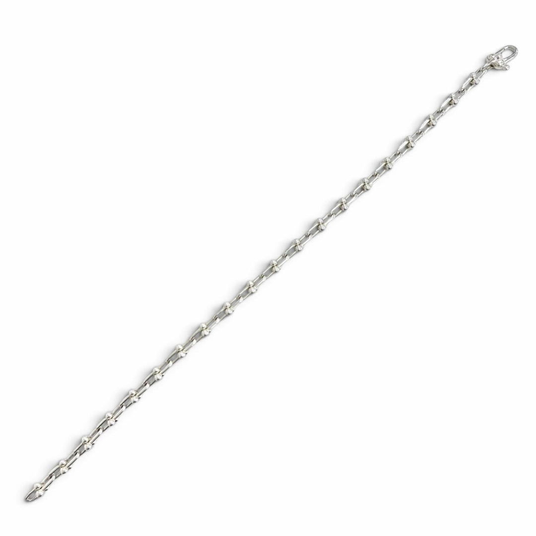 極美品△TIFFANY&amp;Co. ティファニー ハードウェア マイクロリンク ブレスレット AG925 現行品 シルバー 伊製 重量6.3g 定価155100円 箱付
