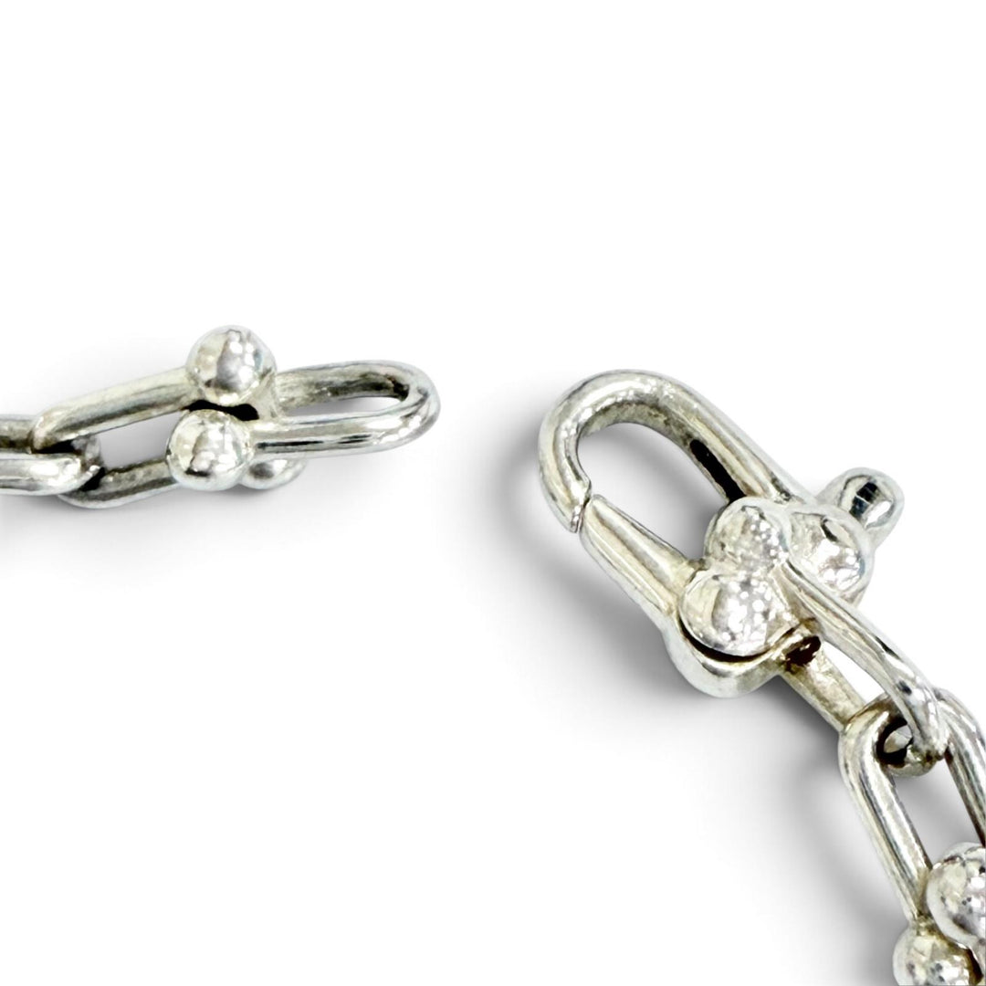極美品△TIFFANY&amp;Co. ティファニー ハードウェア マイクロリンク ブレスレット AG925 現行品 シルバー 伊製 重量6.3g 定価155100円 箱付