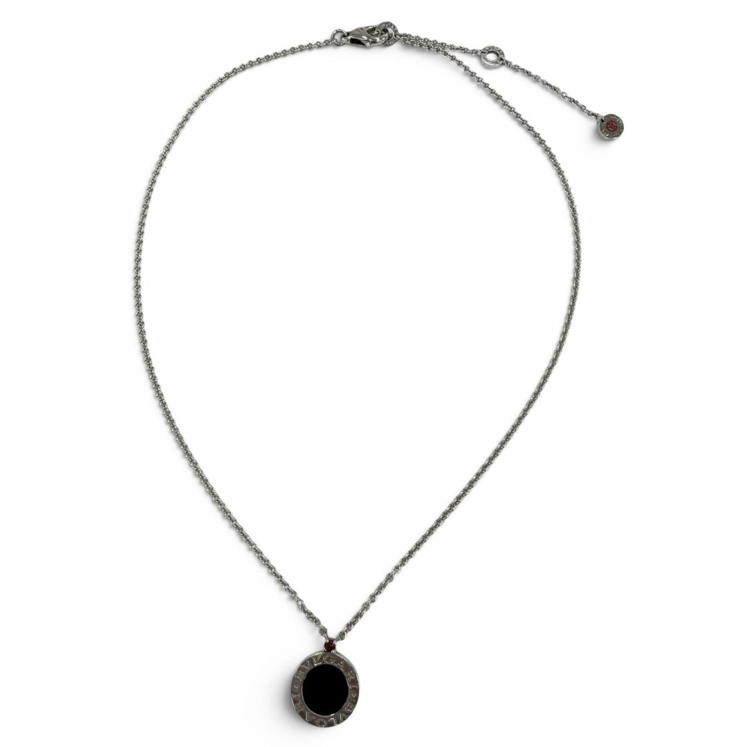 美品☆BVLGARI ブルガリ ビーゼロワン セーブザチルドレン チャリティ ネックレス 925 オニキス ルビー シルバー 伊製 重量7.8g 箱付き
