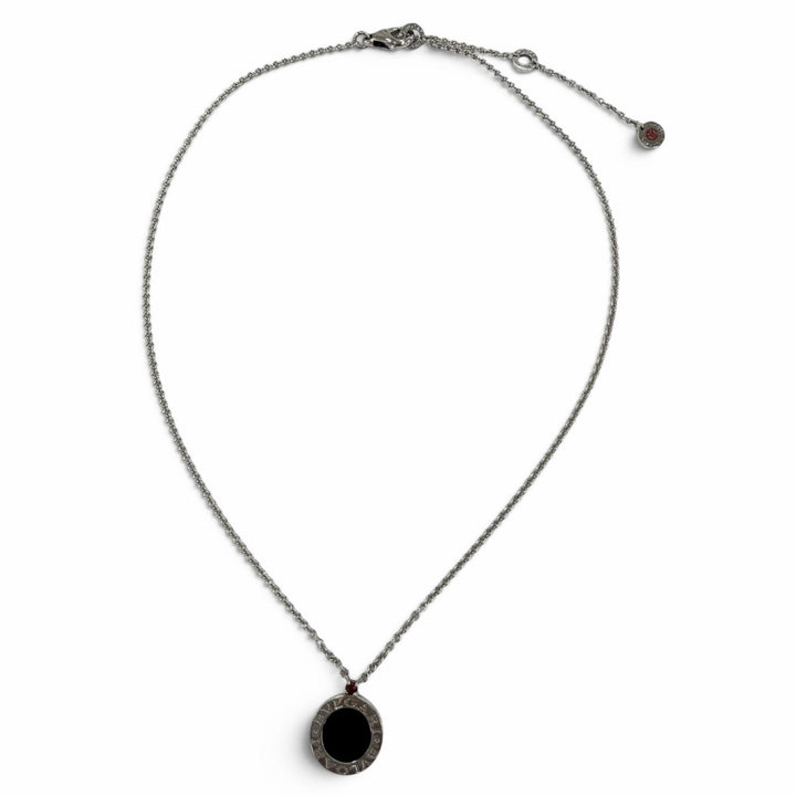 美品☆BVLGARI ブルガリ ビーゼロワン セーブザチルドレン チャリティ ネックレス 925 オニキス ルビー シルバー 伊製 重量7.8g 箱付き