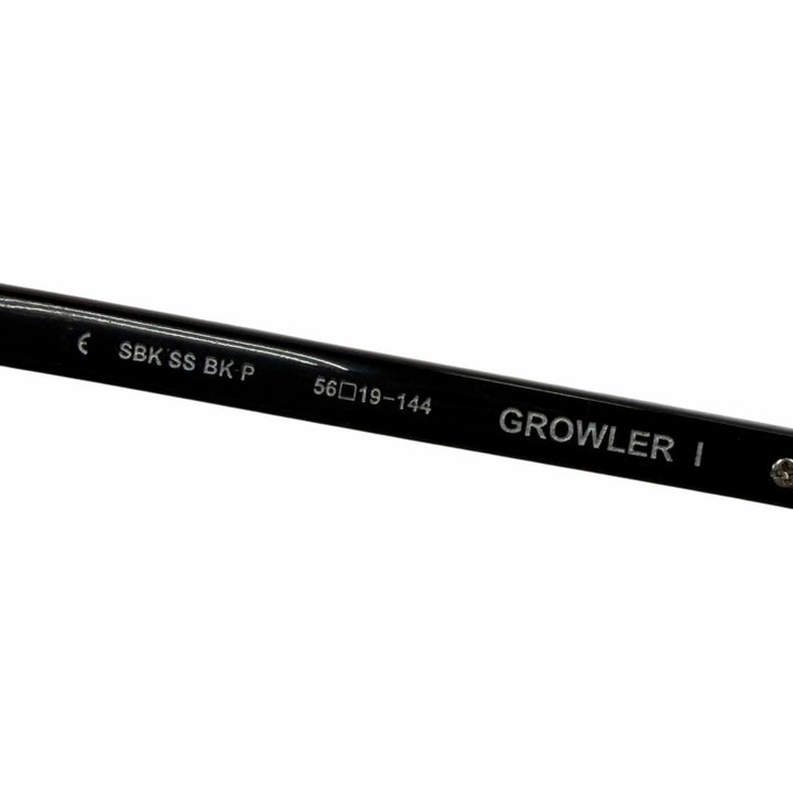 美品▼CHROME HEARTS クロムハーツ GROWLER 1 925 メガネ 眼鏡 アイウェア ブラック シルバー 56□19-144 度入り ケース付 総重量37.32g