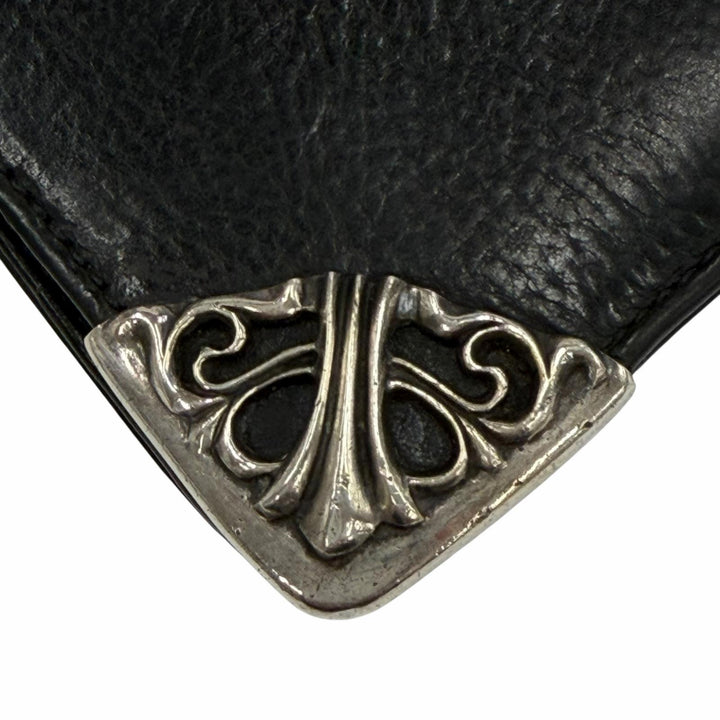 良品▼CHROME HEARTS クロムハーツ LNG SNGL FLD TIPS レザー SV925 シングル フォールド スクロールラベル ロングウォレット 長財布