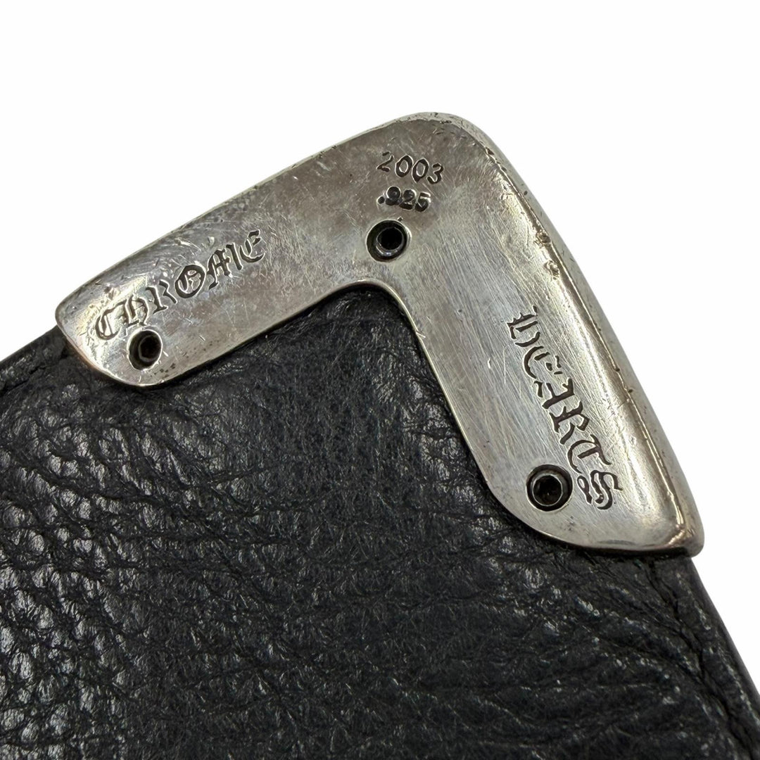 良品▼CHROME HEARTS クロムハーツ LNG SNGL FLD TIPS レザー SV925 シングル フォールド スクロールラベル ロングウォレット 長財布