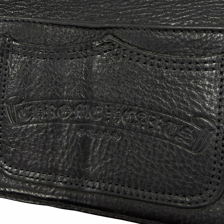 良品▼CHROME HEARTS クロムハーツ LNG SNGL FLD TIPS レザー SV925 シングル フォールド スクロールラベル ロングウォレット 長財布
