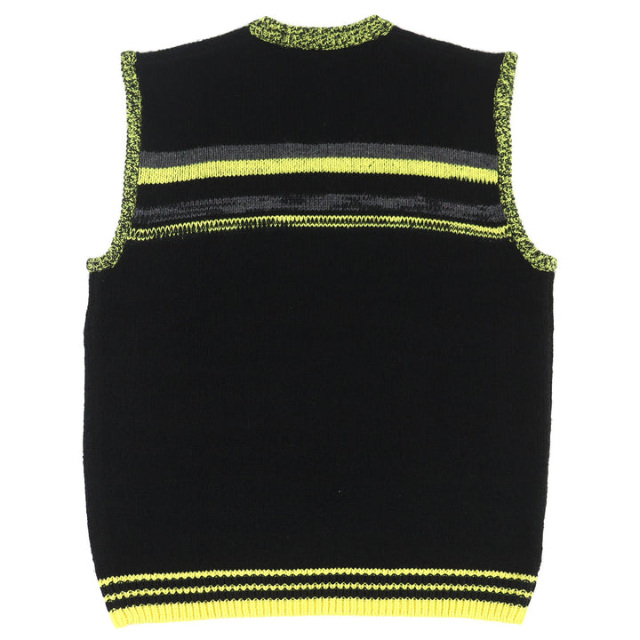 極美品△RAF SIMONS FRED PERRY ラフシモンズ フレッドペリー SK1959/102/00170/392 ウール混 Vネック ニット ベスト ブラック L メンズ