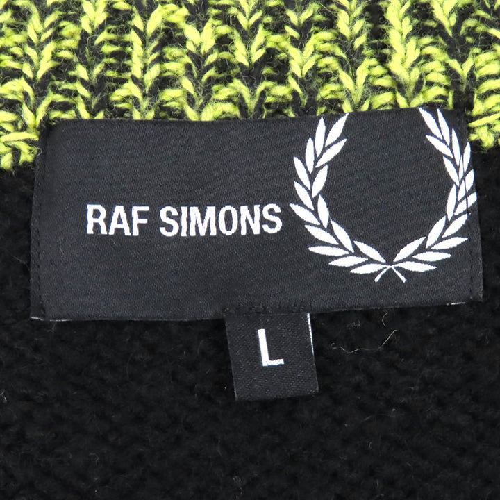 極美品△RAF SIMONS FRED PERRY ラフシモンズ フレッドペリー SK1959/102/00170/392 ウール混 Vネック ニット ベスト ブラック L メンズ