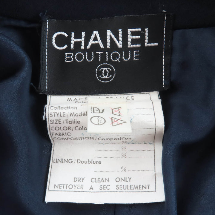 良品★CHANEL シャネル 90年代 ヴィンテージ ウール100% ココボタン ジャケット＋ワンピース 2点セット スーツ ネイビー 38 フランス製