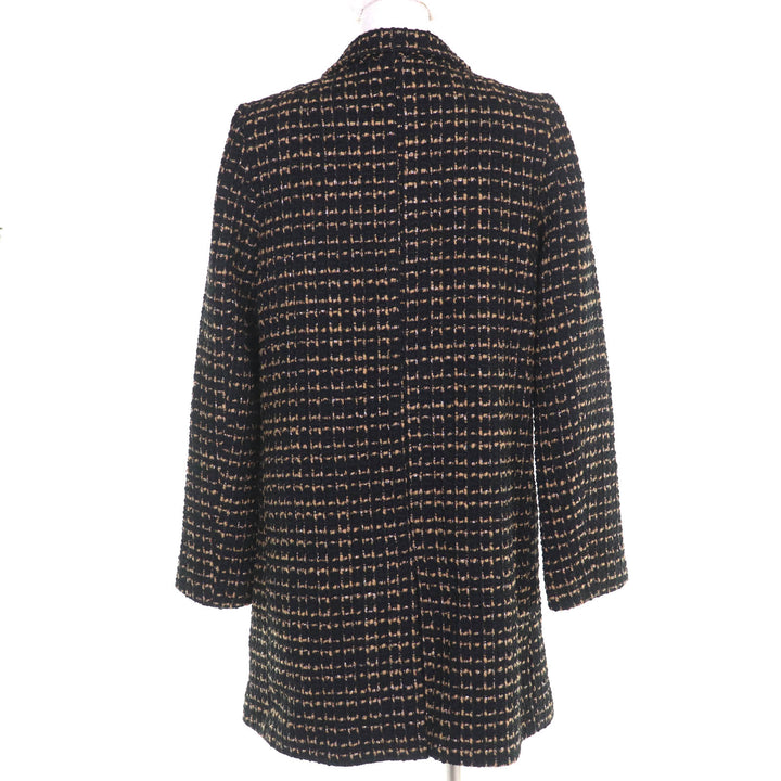 未使用△DOLCE&amp;GABBANA ドルチェ＆ガッバーナ F0P93T ウール 裏地レオパード柄 ツイード シングル コート ブラック 38 イタリア製 正規品