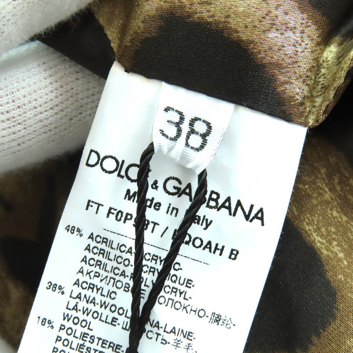 未使用△DOLCE&amp;GABBANA ドルチェ＆ガッバーナ F0P93T ウール 裏地レオパード柄 ツイード シングル コート ブラック 38 イタリア製 正規品