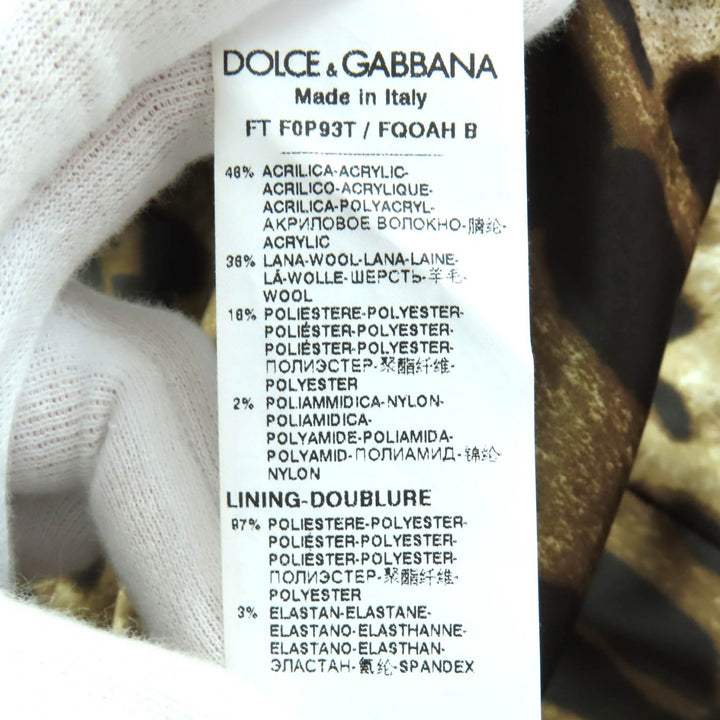 未使用△DOLCE&amp;GABBANA ドルチェ＆ガッバーナ F0P93T ウール 裏地レオパード柄 ツイード シングル コート ブラック 38 イタリア製 正規品