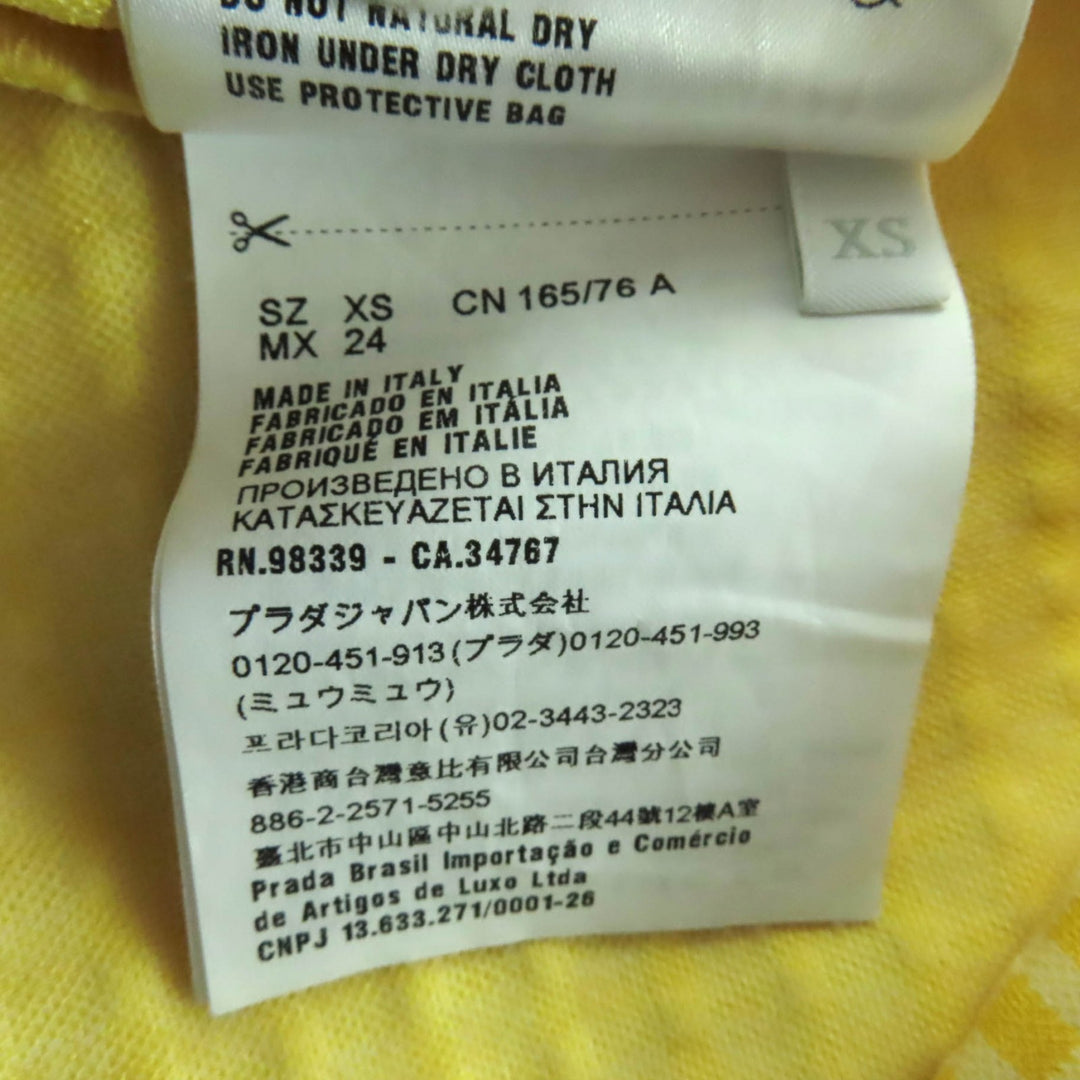 極美品◇MIUMIU ミュウミュウ MJA788 チェック柄 オフショルダー フリルカラー ワンピース イエロー XS イタリア製 正規品 レディース
