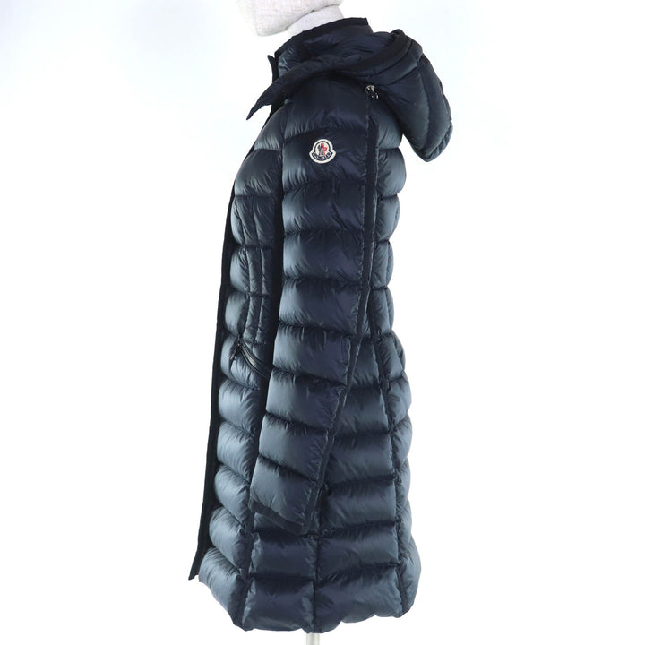 極美品◇MONCLER モンクレール 21-22AW G20931C51100 HERMINE エルミンヌ ロゴワッペン・フード付 ダウンコート ダークネイビー 0 正規品